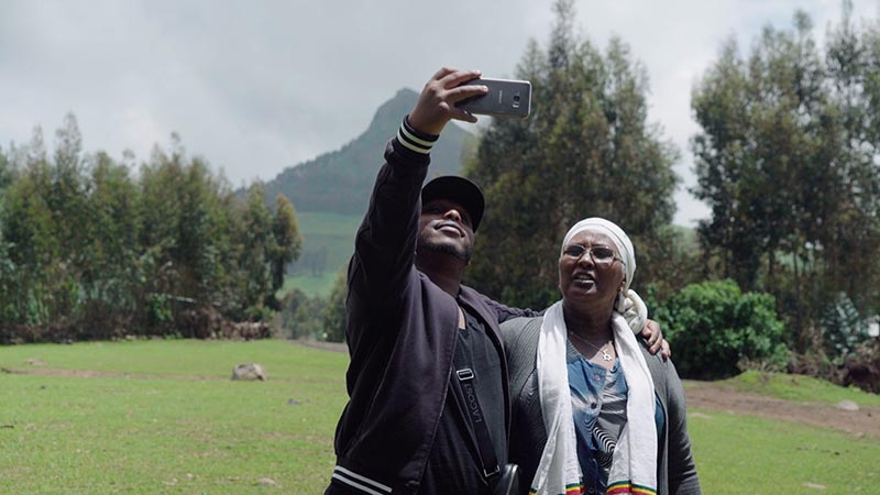 Moti Taka and his mother on their trip to Ethiopia, visiting the area where she was born and married. Photo courtesy Barak Heymann.